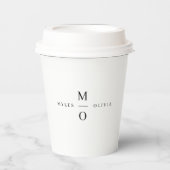 Wedding Monogram Elegant Minimalistisch Simple Whi Pappbecher (Vorderseite)