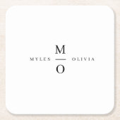Wedding Monogram Elegant Minimalistisch Simple Whi Rechteckiger Pappuntersetzer (Vorderseite)