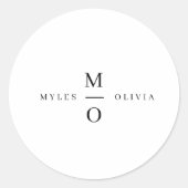 Wedding Monogram Elegant Minimalistisch Simple Whi Runder Aufkleber (Vorderseite)