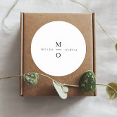Wedding Monogram Elegant Minimalistisch Simple Whi Runder Aufkleber