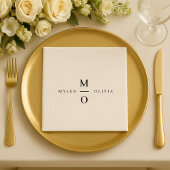 Wedding Monogram Elegant Minimalistisch Simple Whi Serviette