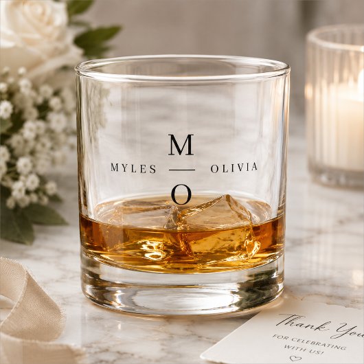 Wedding Monogram Elegant Minimalistisch Simple Whiskyglas