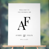 Wedding Monogram Elegant Minimalistisch Willkommen Acrylschild (Neutral)