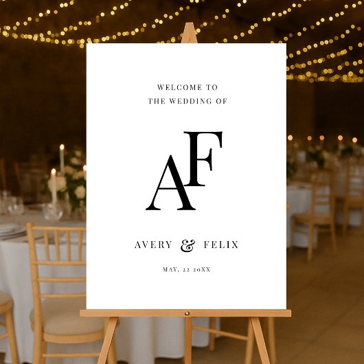 Wedding Monogram Elegant Minimalistisch Willkommen Acrylschild