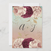 Wedding Monogram Florals BurgundyMarsala Rose Aqua Einladung (Rückseite)