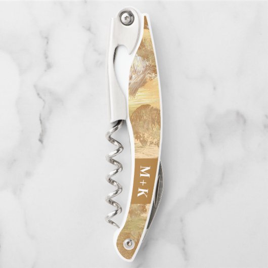 Wedding Monogram Gold Foil Farbe Textur Kellnermesser (Vorderseite)