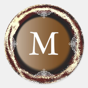 Wedding Monogram Gold Sticker Foil