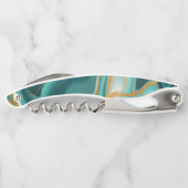 Wedding Monogram Green Gold Agate Geode Kellnermesser (Rückseite)