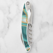 Wedding Monogram Green Gold Agate Geode Kellnermesser (Rückseite)