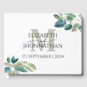 Wedding Monogram Greenery Watercolor Gastbuch Gästebuch (Vorderseite)