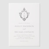 Wedding Monogram in Crest Black and White Elegant Pergament Einladungen (Vorderseite)