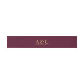 Wedding Monogram Minimalistisch Burgundy Gold Einladungsbanderole (Flach)