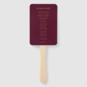 Wedding Monogram Minimalistisch Burgundy Gold Fächer (Rückseite)