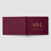 Wedding Monogram Minimalistisch Burgundy Gold Gästebuch (Voll)