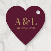 Wedding Monogram Minimalistisch Burgundy Gold Geschenkanhänger (Rückseite)