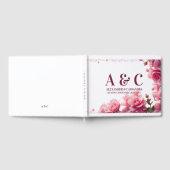 Wedding Monogram Minimalistisch Burgundy Pink Flor Gästebuch (Voll)