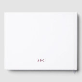 Wedding Monogram Minimalistisch Burgundy Pink Flor Gästebuch (Rückseite)