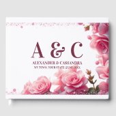 Wedding Monogram Minimalistisch Burgundy Pink Flor Gästebuch (Vorderseite)