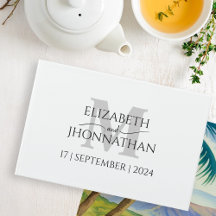 Wedding Monogram Minimalistisch Einfach schwarz un