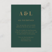 Wedding Monogram Minimalistisch Emerald Green Gold Begleitkarte (Vorderseite)