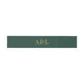 Wedding Monogram Minimalistisch Emerald Green Gold Einladungsbanderole (Flach)