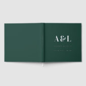 Wedding Monogram Minimalistisch Emerald Green Gold Gästebuch (Voll)