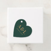 Wedding Monogram Minimalistisch Emerald Green Gold Geschenkanhänger (Beispiel)