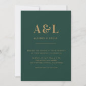 Wedding Monogram Minimalistisch Emerald Green Gold Save The Date (Vorderseite)