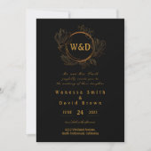 Wedding Monogram Minimalistisch Simple Elegant Gol Einladung (Vorderseite)