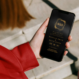 Wedding Monogram Minimalistisch Simple Elegant Gol Einladung