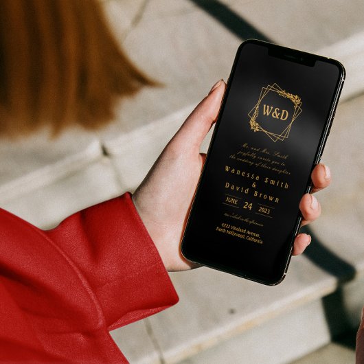 Wedding Monogram Minimalistisch Simple Elegant Gol Einladung