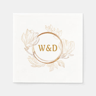 Wedding Monogram Minimalistisch Simple Elegant Gol Serviette