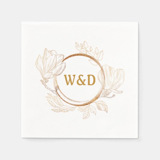 Wedding Monogram Minimalistisch Simple Elegant Gol Serviette (Vorderseite)