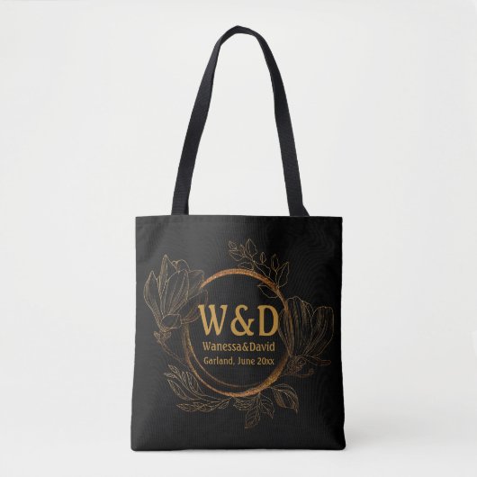 Wedding Monogram Minimalistisch Simple Elegant Gol Tasche (Vorderseite)