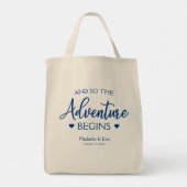 Wedding Monogram Minimalistisch Simple Elegant Nav Tragetasche (Rückseite)