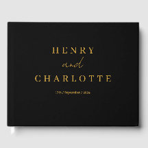 Wedding Monogram Minimalistisch Simple Gold and Bl