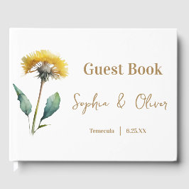 Wedding Monogram Minimalistisch Simple Gold and Wh Gästebuch