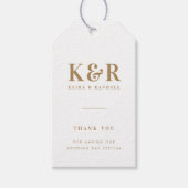 Wedding Monogram Minimalistisch Simple Gold and Wh Geschenkanhänger (Vorderseite)