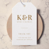 Wedding Monogram Minimalistisch Simple Gold and Wh Geschenkanhänger