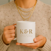 Wedding Monogram Minimalistisch Simple Gold and Wh Kaffeetasse