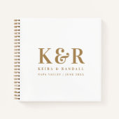 Wedding Monogram Minimalistisch Simple Gold and Wh Notizblock (Vorderseite)