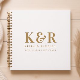 Wedding Monogram Minimalistisch Simple Gold and Wh Notizblock
