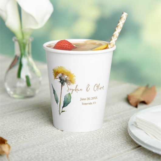 Wedding Monogram Minimalistisch Simple Gold and Wh Pappbecher (In Situ)