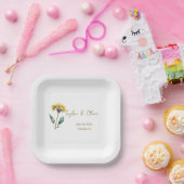 Wedding Monogram Minimalistisch Simple Gold and Wh Pappteller (Party)