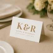 Wedding Monogram Minimalistisch Simple Gold and Wh Platzkarte