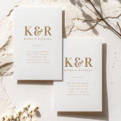 Wedding Monogram Minimalistisch Simple Gold and Wh Save The Date