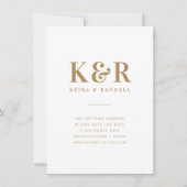 Wedding Monogram Minimalistisch Simple Gold and Wh Save The Date (Vorderseite)