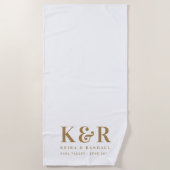 Wedding Monogram Minimalistisch Simple Gold and Wh Strandtuch (Vorderseite)