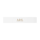 Wedding Monogram Minimalistisch White Gold Einladungsbanderole (Flach)