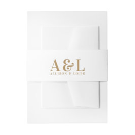 Wedding Monogram Minimalistisch White Gold Einladungsbanderole